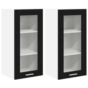 Hanging Cabinet 2 pcs Black Oak 40 x 31 x 80 cm Engineered Wood