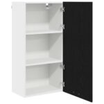 Hanging Cabinet with Door Black Oak and White 50 x 31 x 100 cm