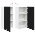 Hanging Cabinet with Door Black Oak and White 50 x 31 x 100 cm
