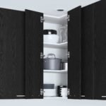 Hanging Cabinet with Door Black Oak and White 57 x 57 x 100 cm