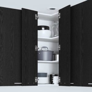 Hanging Cabinet with Door Black Oak and White 57 x 57 x 100 cm
