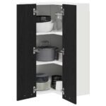 Hanging Cabinet with Door Black Oak and White 57 x 57 x 100 cm