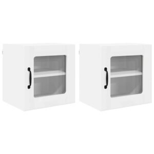 Wall Glass Cabinet LUCCA 2 pcs White 40 x 31 x 40 cm