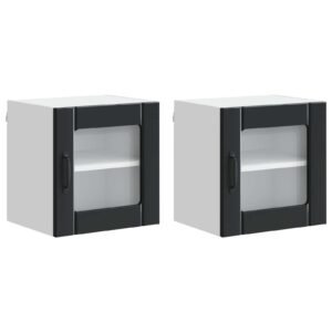 Wall Glass Cabinet LUCCA 2 pcs Black 40 x 31 x 40 cm