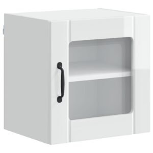Wall Glass Cabinet LUCCA High Gloss White 40 x 31 x 40 cm