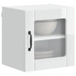 Wall Glass Cabinet LUCCA High Gloss White 40 x 31 x 40 cm