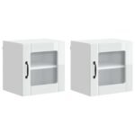Wall Glass Cabinet LUCCA 2 pcs High Gloss White 40 x 31 x 40 cm