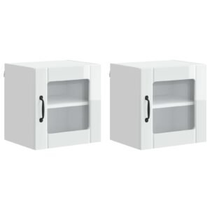Wall Glass Cabinet LUCCA 2 pcs High Gloss White 40 x 31 x 40 cm
