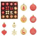 Christmas Bauble Set 40 pcs Gold and Red Plastic