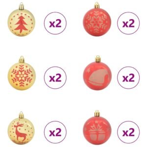Christmas Bauble Set 40 pcs Gold and Red Plastic