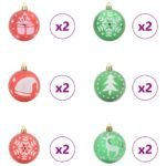 Christmas Bauble Set 40 pcs Red and Green Plastic