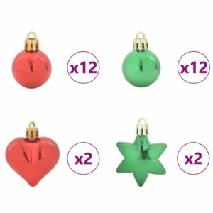 Christmas Bauble Set 40 pcs Red and Green Plastic