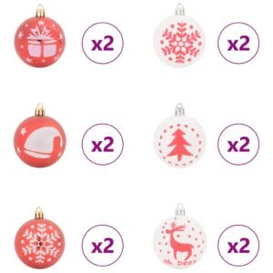 Christmas Bauble Set 40 pcs Red and White Plastic