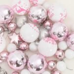 Christmas Bauble Set 40 pcs White and Pink Plastic