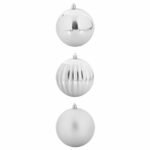 Christmas Bauble Set XXL 3 pcs Silver Plastic