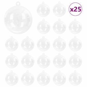 Christmas Bauble Set 25 pcs Transparent Ø 8 cm