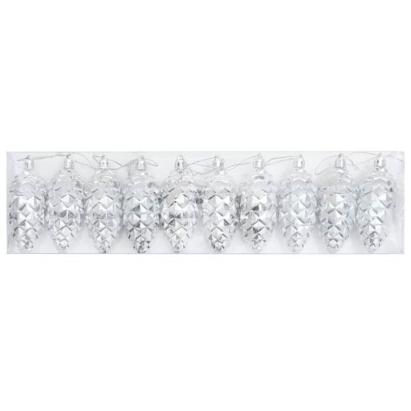 Christmas Pine Cone Ball 40 pcs Silver Plastic