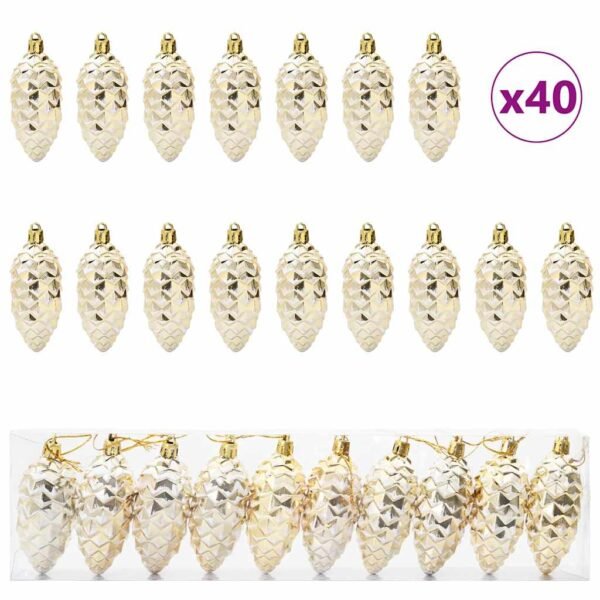 Christmas Pine Cone Ball 40 pcs Gold Plastic