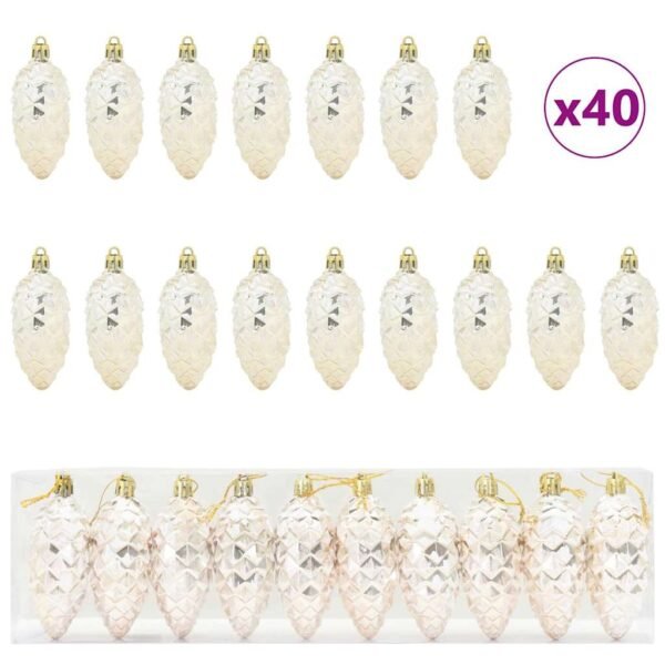 Christmas Pine Cone Ball 40 pcs Champagne Plastic