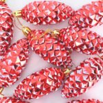 Christmas Pine Cone Ball 40 pcs Red Plastic