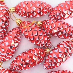 Christmas Pine Cone Ball 40 pcs Red Plastic