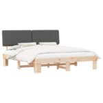 Bed Frame with Upholstered Headboard Dark Grey 180 x 200 cm
