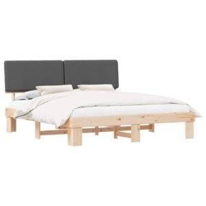 Bed Frame with Upholstered Headboard Dark Grey 180 x 200 cm