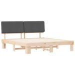 Bed Frame with Upholstered Headboard Dark Grey 180 x 200 cm