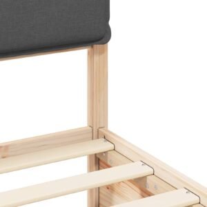 Bed Frame with Upholstered Headboard Dark Grey 135 x 190 cm