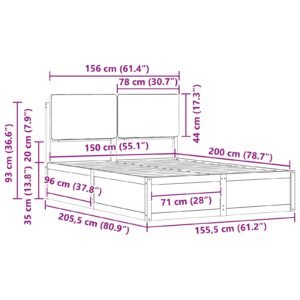 Bed Frame with Upholstered Headboard Dark Grey 150 x 200 cm