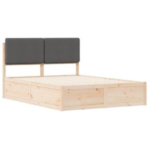 Bed Frame with Upholstered Headboard Dark Grey 135 x 190 cm