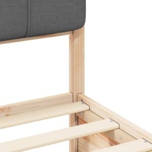 Bed Frame with Upholstered Headboard Dark Grey 135 x 190 cm