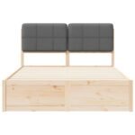 Bed Frame with Upholstered Headboard Dark Grey 135 x 190 cm