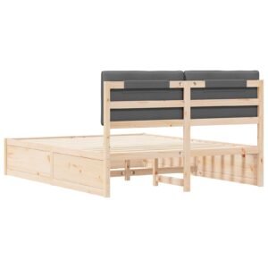 Bed Frame with Upholstered Headboard Dark Grey 150 x 200 cm