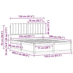 Bed Frame with Upholstered Headboard Dark Grey 150 x 200 cm
