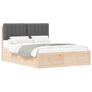 Bed Frame with Upholstered Headboard Dark Grey 135 x 190 cm