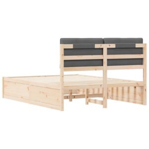 Bed Frame with Upholstered Headboard Dark Grey 135 x 190 cm
