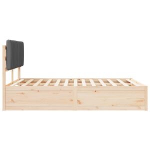 Bed Frame with Upholstered Headboard Dark Grey 135 x 190 cm