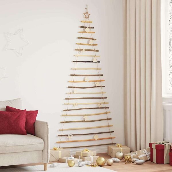 Christmas Tree with 130 LEDs Natural 210 cm Solid Ash wood
