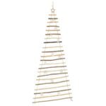 Christmas Tree with 130 LEDs Natural 210 cm Solid Ash wood