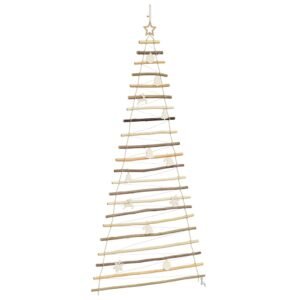 Christmas Tree with 130 LEDs Natural 210 cm Solid Ash wood