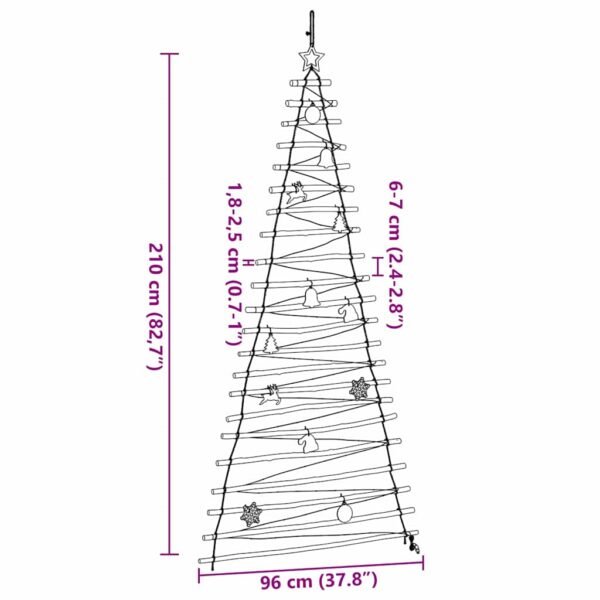 Christmas Tree with 130 LEDs Natural 210 cm Solid Ash wood