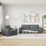 Sofa Set 2 pcs Dark Grey 222 x 80 x 82 cm Fabric