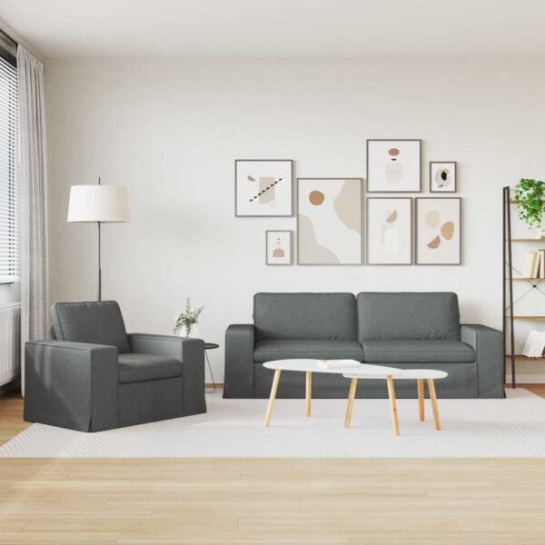 Sofa Set 2 pcs Dark Grey 222 x 80 x 82 cm Fabric