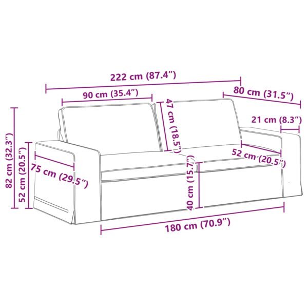 Sofa Set 2 pcs Dark Grey 222 x 80 x 82 cm Fabric