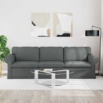 Sofa Dark Grey 245 x 82 x 80 cm Fabric