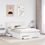Bed Frame with Headboard White 150 x 200 cm Engineered Wood