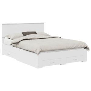 Bed Frame with Headboard White 150 x 200 cm Engineered Wood