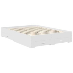 Bed Frame with Headboard White 150 x 200 cm Engineered Wood