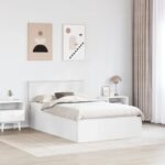 Bed Frame with Headboard White 135 x 190 cm Engineered Wood